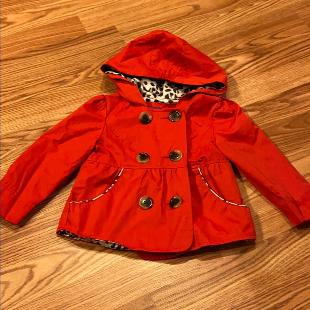 Toddler girls red rain jacket 2T